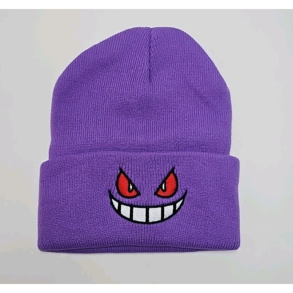 Gengar Purple Beanie Skullcap Cap Inspired by Pokemon One Size